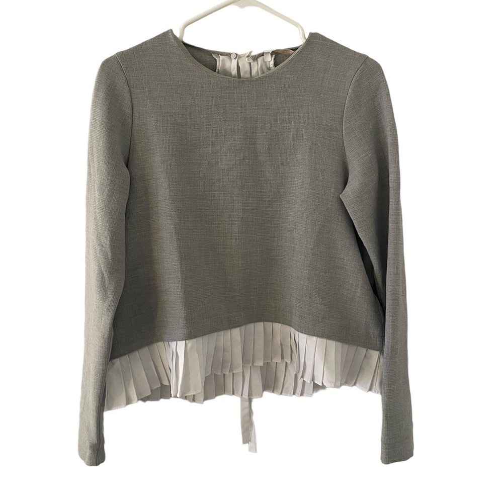 Zara Blouse Peekaboo Style Medium Grey White